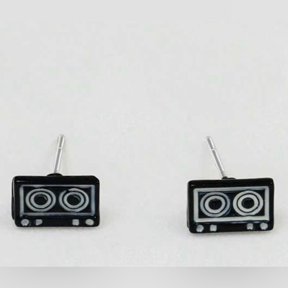Jewelry - “Cassette Tape” Magnetic Mag Tape Retro Funky 70s 80s 90s Boombox Mini Tiny Stud